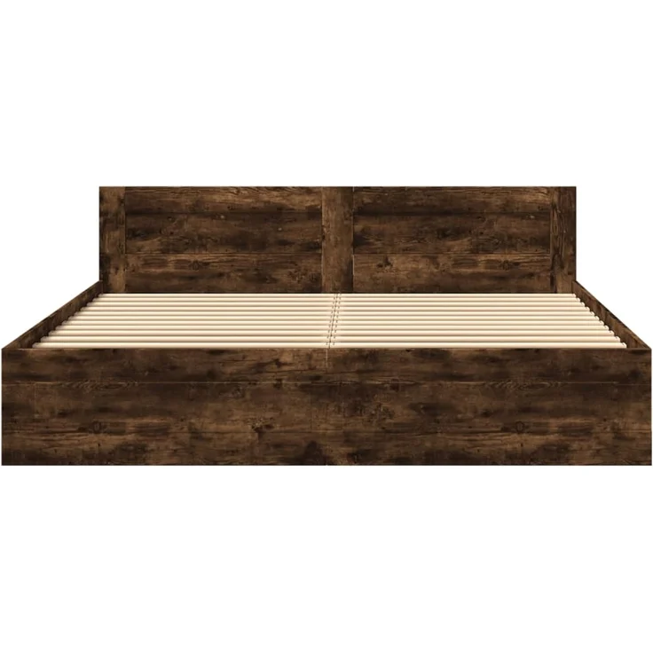 vidaXL Bettgestell mit Kopfteil Räuchereiche 180x200 cm Holzwerkstoff 3295545 – Bild 4