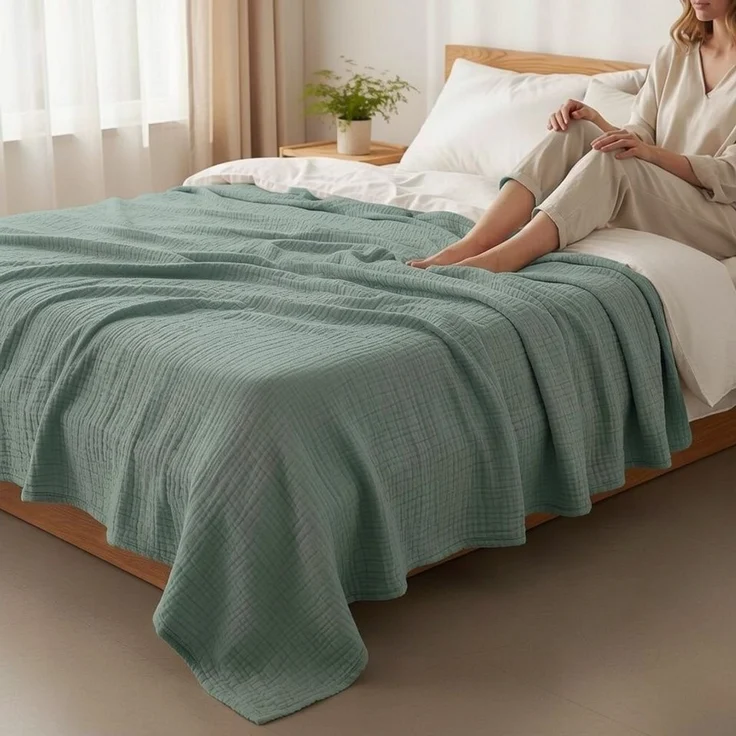 Wohndecke Musselin Decke, JASLIFE, Sommerdecke,100% Baumwolle – Bild 2