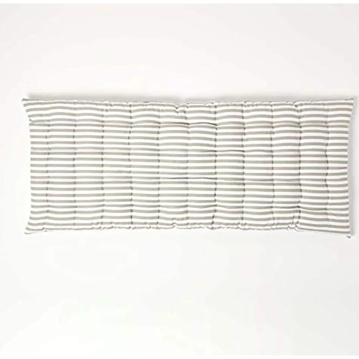 Homescapes Stuhlkissen 2-Sitzer Bankauflage mit Streifen, 100% Baumwolle, grau – Bild 3