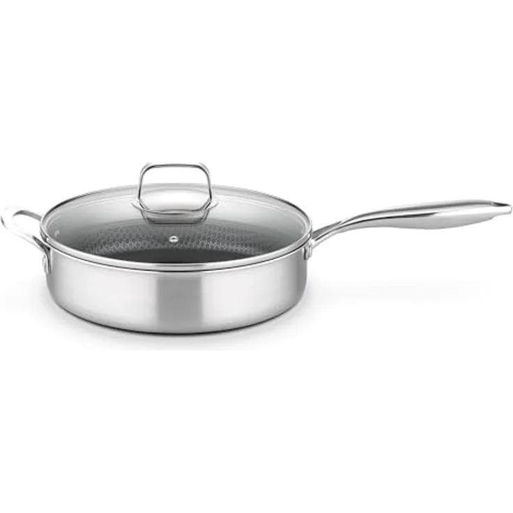 GSW Schmorpfanne Inoxxa Black Ø 28 cm, Edelstahl, Dreischicht-Material, Antihaft-Versiegelung, Wabenstruktur, Induktion – Bild 1