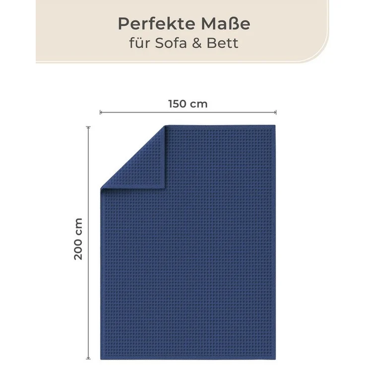 Wohndecke Wohndecke Waffelpique aus Baumwolle - Kuscheldecke, Baumwolldecke -, Laynenburg, Decke als Sofa-decke, Couchdecke, Wolldecke aus Baumwollmix – Bild 2