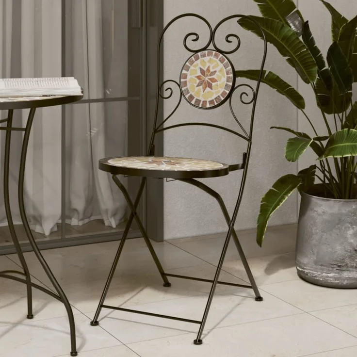 vidaXL Bistrostühle 2 Stk. Klappbar Terrakottarot und Weiß Keramik 4003407 – Bild 1