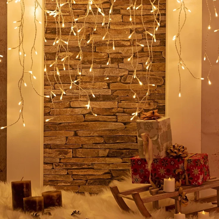 Idena LED Lichter-Kette Eiszapfen mit 400 LED in Warmweiß, mit 8 Stunden Timer Funktion und Transformator, ca. 10,27 m lang, Dekoration von Garten, Balkon, Terrasse und zu Weihnachten – Bild 5