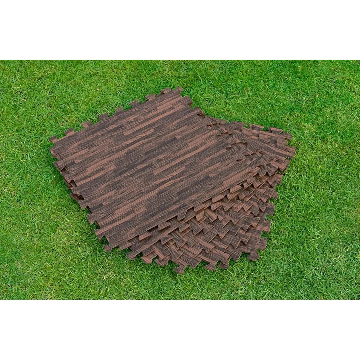 Pool-Bodenschutzfliesen Set 12 Stück á 50 x 50 cm, Holz-Optik (Palisander) – Bild 7