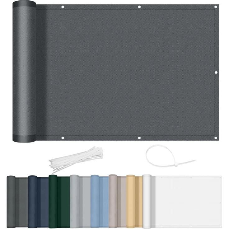 AXT SHADE Balkon Sichtschutz Wetterfest 90x800 cm Balkonverkleidung Balkonabdeckung Balkonbespannung Blickdichte Windschutz und UV-Schutz mit Kabelbinder für Balkongeländer-Anthrazit