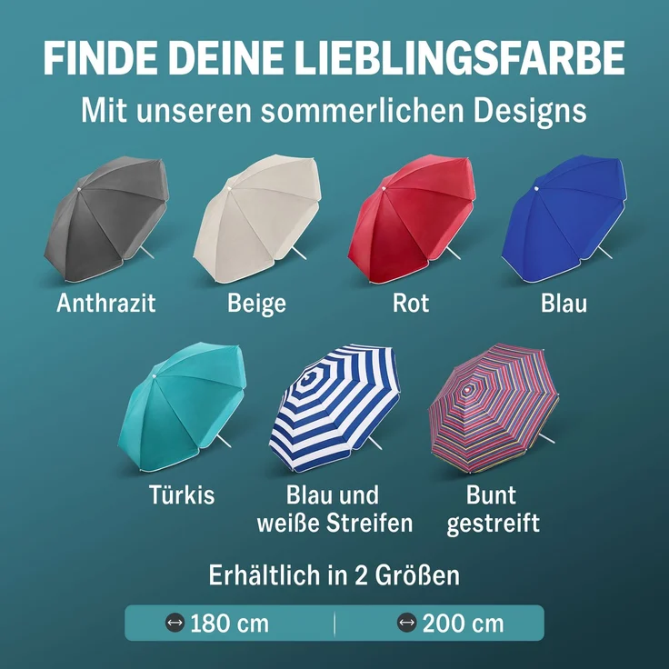 Kingsleeve Sonnenschirm 180cm türkis wasserabweisend – Bild 7