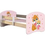 Kinderbett Jugendbett mit einer Schublade und Matratze Sonoma mit Rausfallschutz Lattenrost ACMA II 140x70 160x80 180x80 (33 Miezekatzen, 180x80)