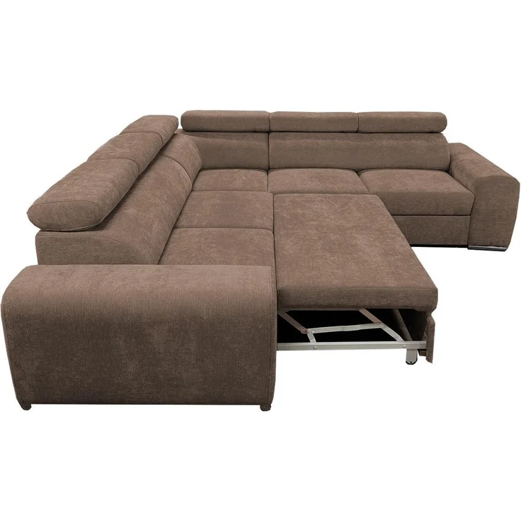 Wohnero24 Ecksofa PAVONE 3 260x260 cm – Chenille Sofa Braun mit Schlaffunktion 190x125 cm, Bettkasten & verstellbaren Kopfstützen – Bild 7
