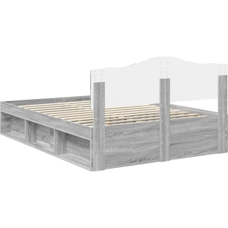 vidaXL Bettrahmen Graues Sonoma 160 x 200 cm Massives Kiefernholz 3412876 – Bild 8