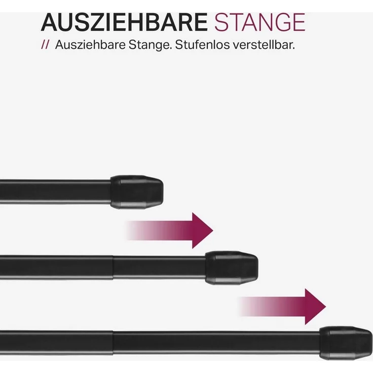 Bestlivings Vitragestange 2er-Pack, Ø 10 mm, 1-läufig, ausziehbar, mit Schraubhaken, verschrauben, Edelstahl, für Küchen- & Bistrogardinen – Bild 2