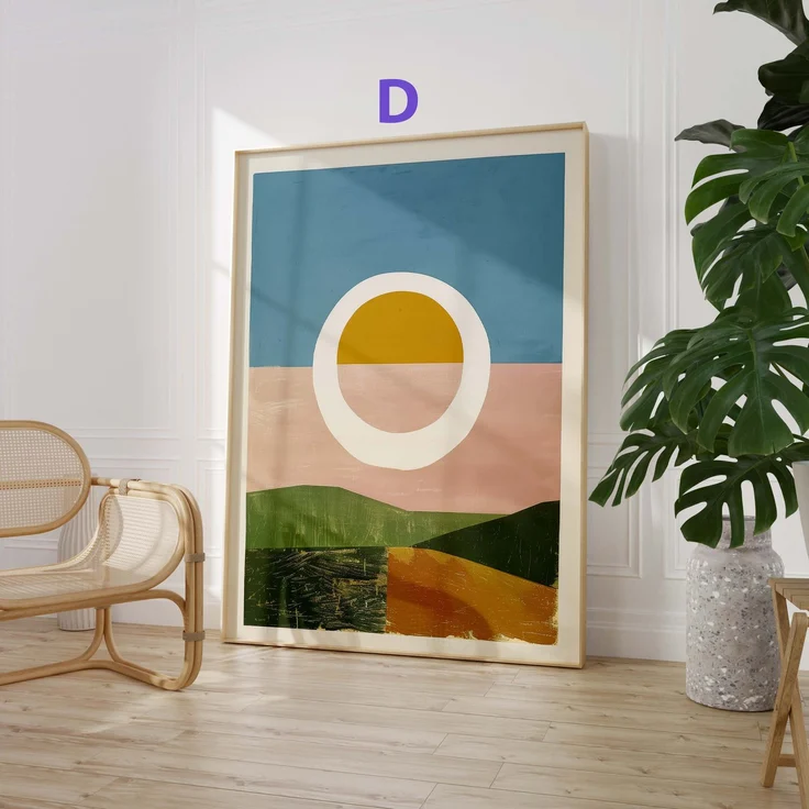 Abstrakte Blumen Poster · Geschenkidee · Moderne Vase, Stillleben und Geometrische Kunst · Dekoprint ohne Rahmen - D / 70 x 100 cm