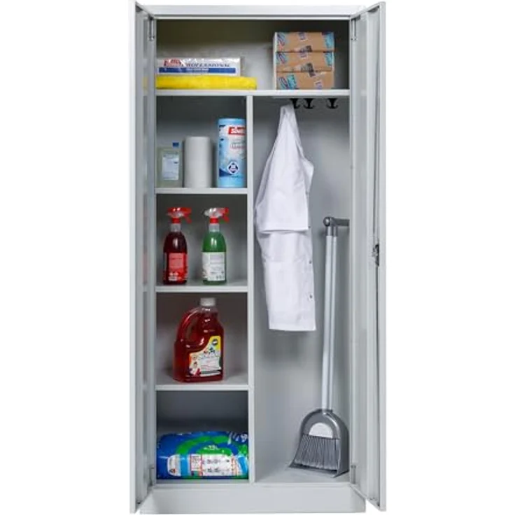 Putzmittelschrank Stahl, 80x38x180 cm, grau – Bild 2