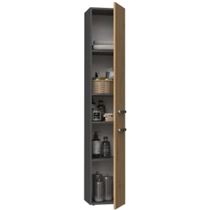 ibonto Hochschrank Badezimmerschrank mit langen Türen - Platzsparender Badschrank – Bild 7