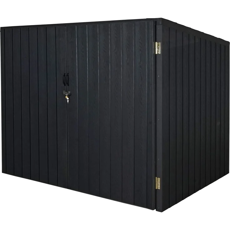 WPC-Fahrradgarage HWC-J29, Geräteschuppen Fahrradbox, Metall Holzoptik abschließbar ~ 4 Räder 172x213x160cm anthrazit – Bild 5