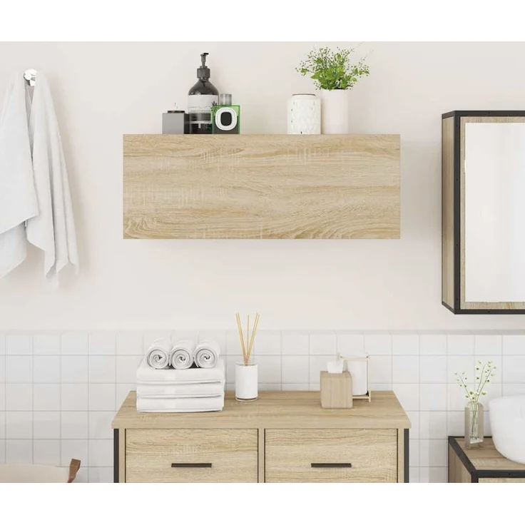 vidaXL Bad-Wandschrank Sonoma-Eiche 80x25x30 cm Holzwerkstoff 860078 – Bild 3