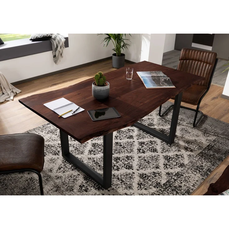 Baumtisch Akazie 140x90x76 braun Beine anthrazit matt FREEFORM 3 – Bild 8