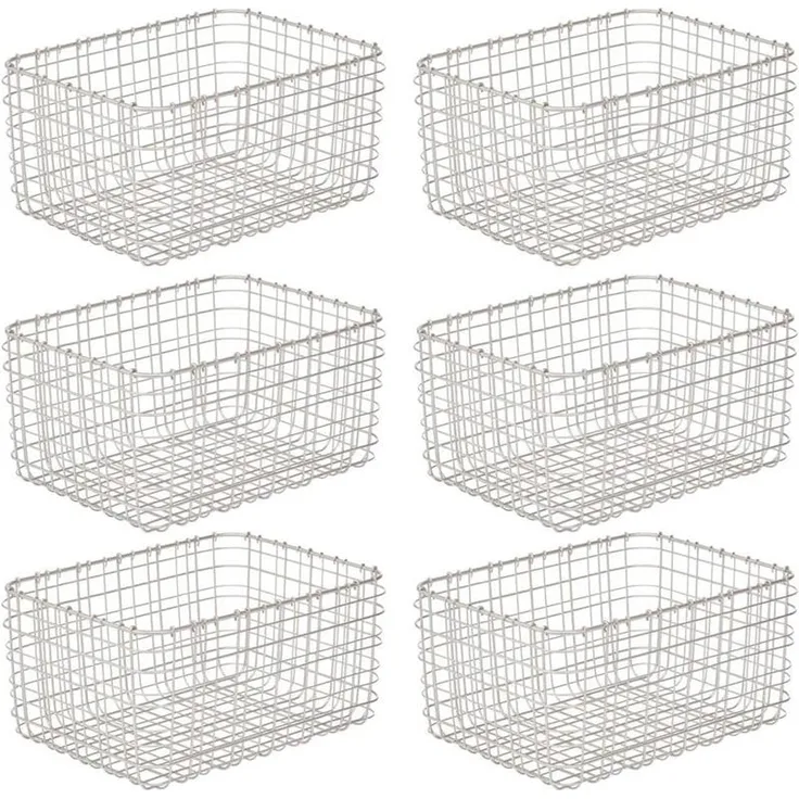 mDesign Allzweckkorb Aufbewahrung Drahtkorb Organizer 6er Set Metall Mattsilber