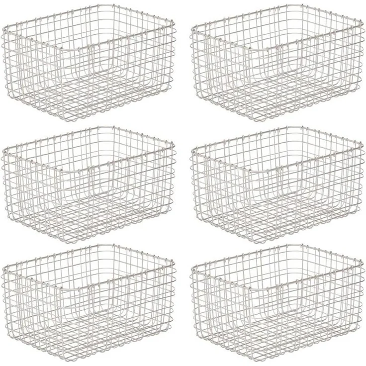 mDesign Allzweckkorb Aufbewahrung Drahtkorb Organizer 6er Set Metall Mattsilber – Bild 1