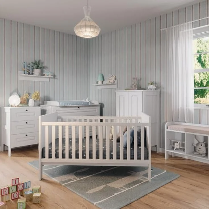 VitaliSpa Ajaton, Babybett mit Rausfallschutz und robustem Design, Weiß, 144,4 x 83 x 80,8 cm – Bild 4