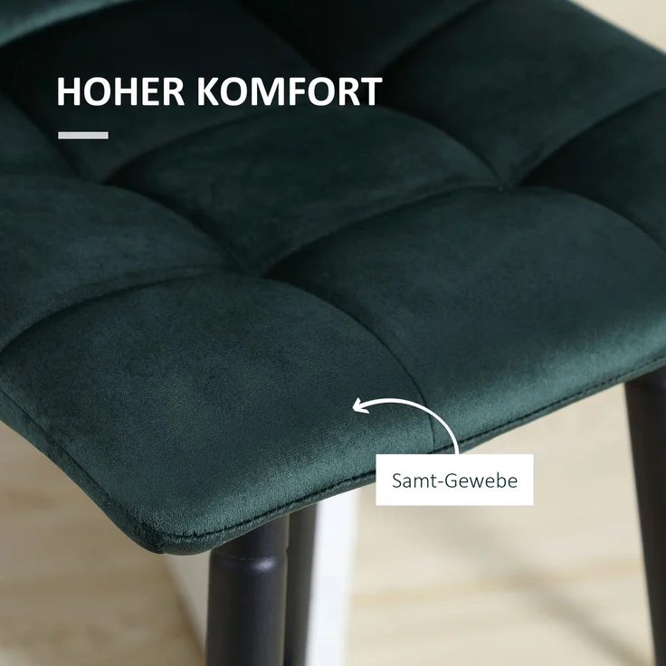 HOMCOM Barhocker-Set, Polyester, Stahl, Grün, 42L x 55B x 103H cm – Bild 5