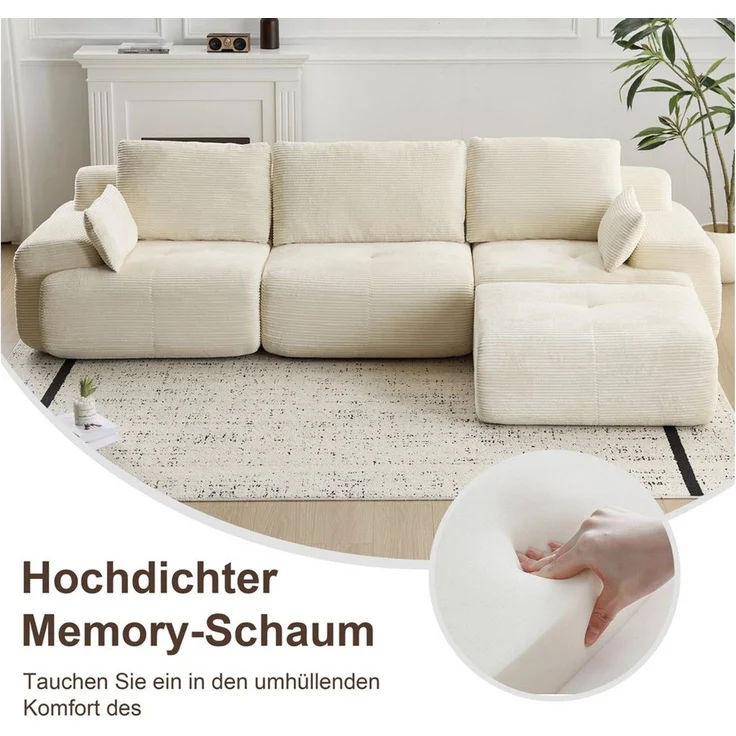 WHEELYOU Sofa Sofa 3-2-1 Sitzer mit Schlaffunktion – Wohnzimmersofa modern & bequem, Bequemes Sofa mit Bettfunktion – modern, kompakt und flexibel nutzbar – Bild 3