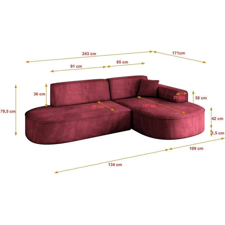 ALTDECOR Ecksofa MARI-L1, Sofa Praktische Bequeme Funktionsecke Couch L-Form Eckcouch, Corner Sofa L-Form Vielseitige Sofa Wohnlandschaft Wohnzimmer – Bild 3