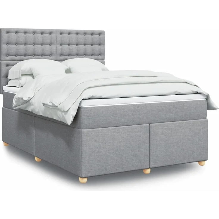 vidaXL Boxspringbett mit Matratze Hellgrau 140x190 cm Stoff 3293589 – Bild 1