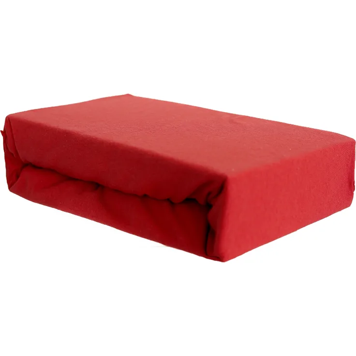 Jersey Spannbettlaken, 100% Baumwolle, 90-100x200 cm + 25 cm Rundumgummizug Rot