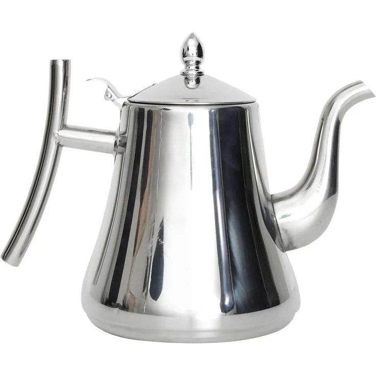 HOME DECO FACTORY, KA6128, Elegant and Functional Stainless Steel teapot, ideal for Tea, Coffee and aperitifs, with airtight lid to Preserve The Aromas Size: 1.2L, Color: Silver
