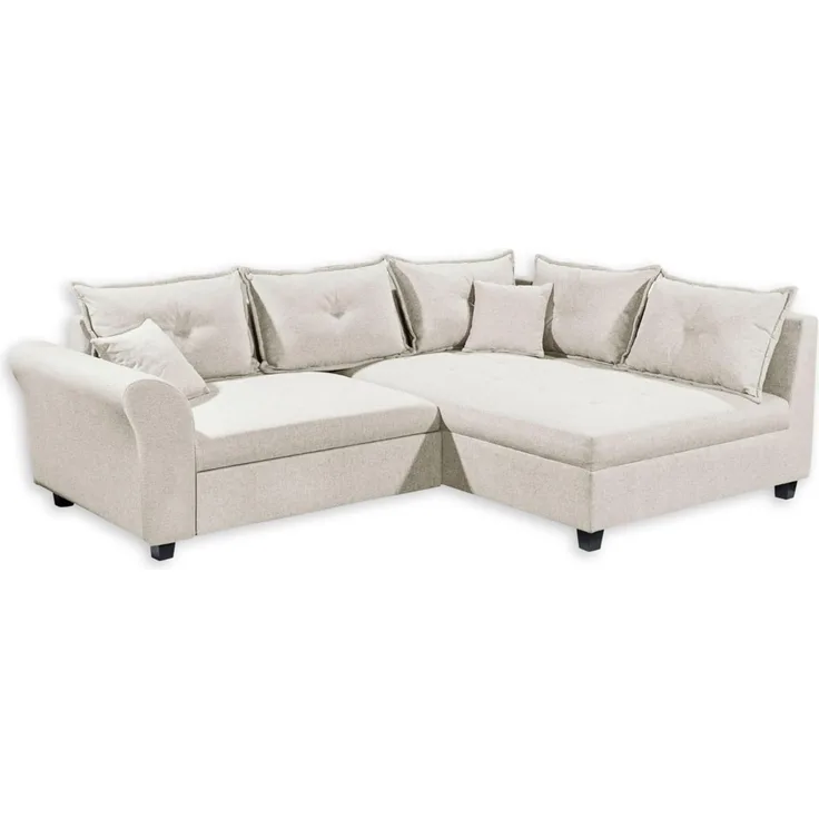 Stella Trading Liz Ecksofa mit Schlaffunktion in Ivory - Modernes Schlafsofa in L-Form für Ihr Wohnzimmer - 252 x 87 x 175 cm (B/H/T)