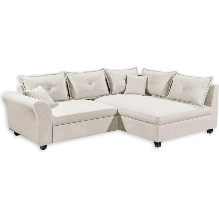 Stella Trading Liz Ecksofa mit Schlaffunktion in Ivory - Modernes Schlafsofa in L-Form für Ihr Wohnzimmer - 252 x 87 x 175 cm (B/H/T) – Bild 1