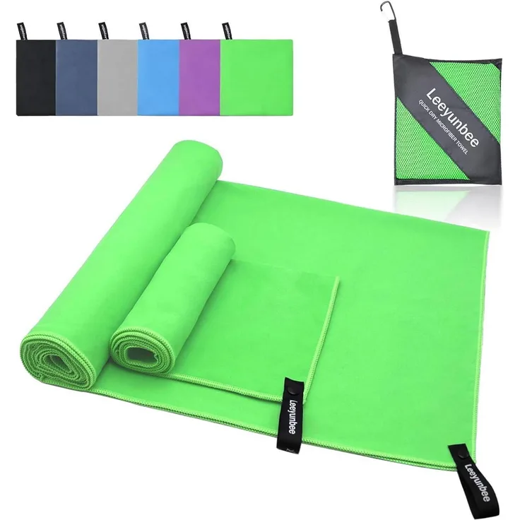Mikrofaser Handtuch Set 160x80 cm Badetuch + 80x40 cm Klein, Schnelltrocknend