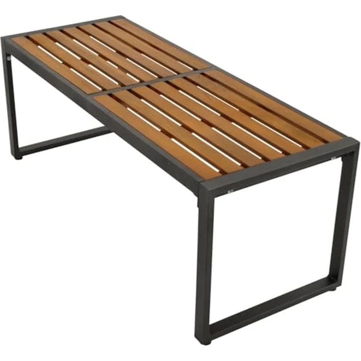 DEGAMO RAGUSA Hockerbank, Metall + Akazie, anthrazit/braun, 2-sitzer 123cm – Bild 6