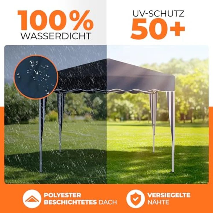 Faltpavillon 3x3 m - wasserdicht - ohne Seitenteile, blau – Bild 4