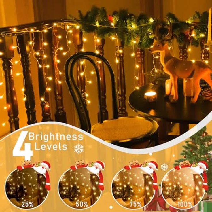 Auriostar Eisregen Lichterkette Außen 12.5M, 486 LED Weihnachtsbeleuchtung Außen mit Timer 8 Modi, IP44 Wasserdicht Eiszapfen Lichterkette Außen Strom für Balkon Fenster Haus Weihnachtsdeko Aussen – Bild 5