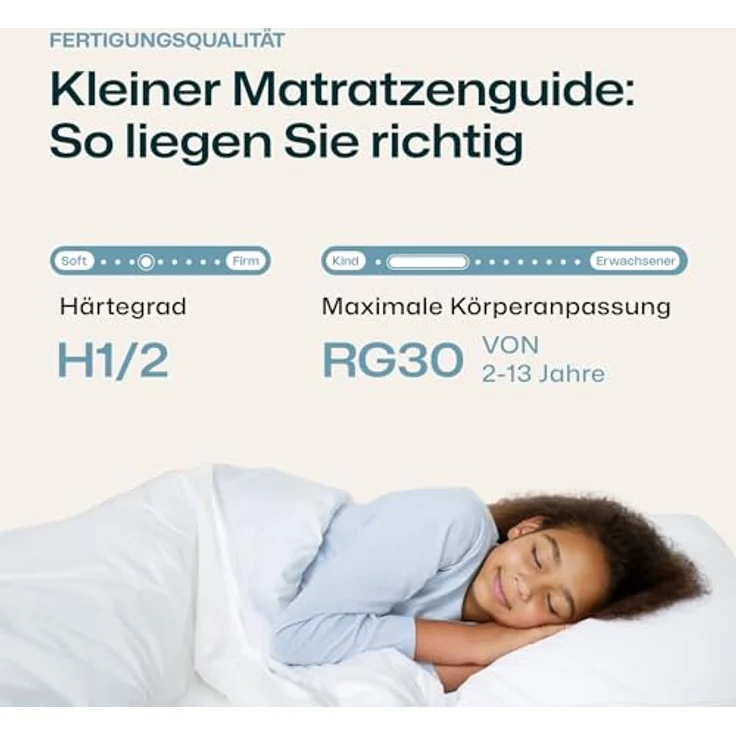 Kaltschaummatratze Kinder- und Jugendmatratze Softwelle Härtegra.., RAVENSBERGER Matratzen, 16 cm hoch, Härtegrad H1/H2 (RG 30) 80x200 cm mit PES Bezug – Bild 7