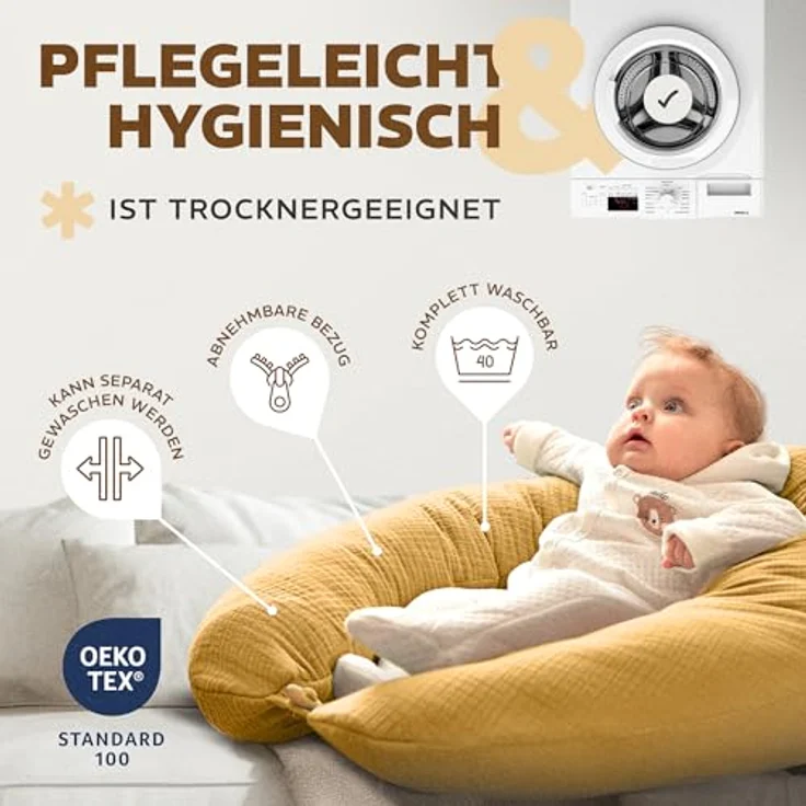 sei Design XXL Stillkissen Seitenschläferkissen - Musselin-Bezug personalisiert mit Namen Geburtsdatum: personalisierte Geschenke zum Geburt Baby Geschenk für Junge oder Mädchen – Bild 7