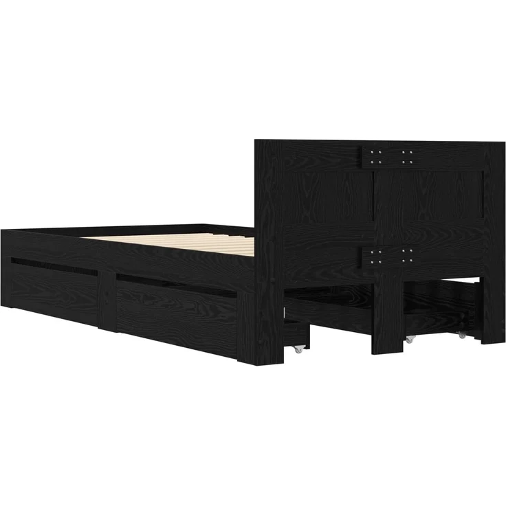 vidaXL Bettrahmen mit Schubladen 2 stk. Schwarze Eiche Holzwerkstoff 3429683 – Bild 7