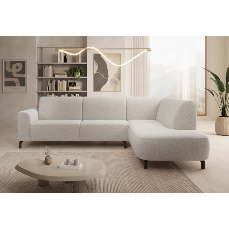 Selsey 'Lununa' Ecksofa mit Armlehne, Bouclé, Ottomane rechts, Creme – Bild 2