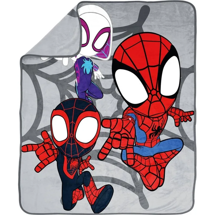 Kinderdecke Marvel Spidey 130 x 150 cm, MARVEL, mit Miles Morales & Ghost ESider Gwen