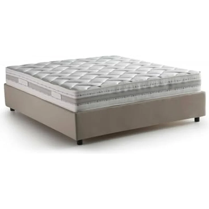 Talamo Italia - Doppelbett „Grace“, Bettkasten mit Stoffbezug, 100 % Made in Italy, Öffnung vorne, inklusive Matratze 160 x 200 cm, Taupe – Bild 3