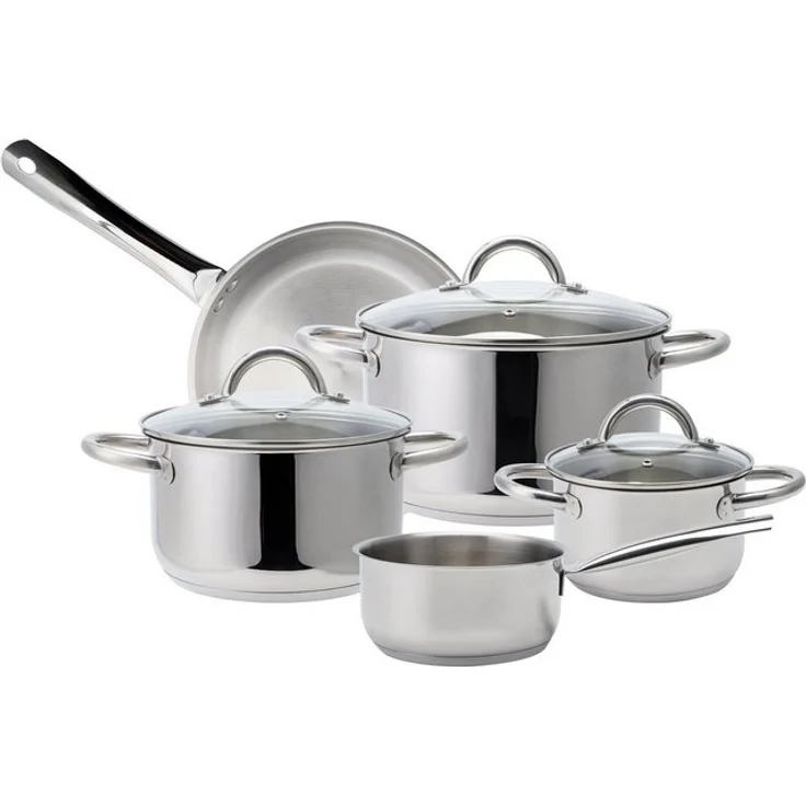 ECHTWERK Topf-Set Silber-Edition, Edelstahl 18/8 (Set, 8-tlg, je 1 Kochtopf 16/20/24 cm, Kasserolle 16 cm, Bratpfanne 24 cm), für alle Herdarten geeignet, Induktion – Bild 4