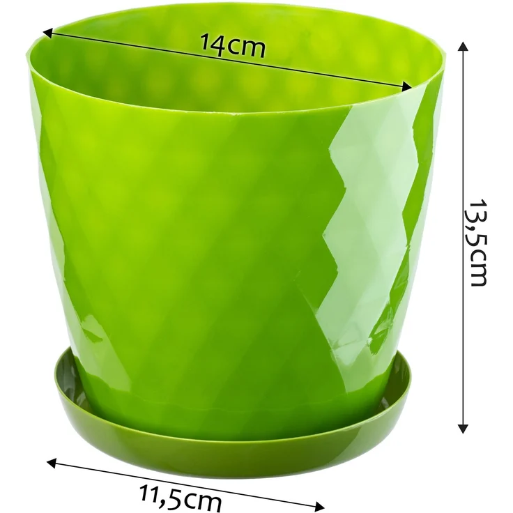 KADAX Blumentopf aus Kunststoff mit Ständer, Blumenabdeckung, 14 cm, Grün – Bild 2