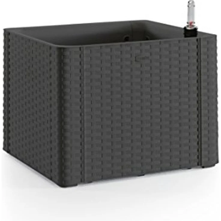 Kreher Pflanzkübel Kreher Pflanzkasten in Rattan Optik in Anthrazit (Größe wählbar) (1 St) – Bild 1