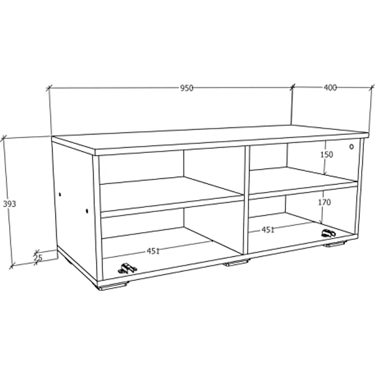MID.YOU Lowboard, Weiß, Metall, stehend, 115x39x40 cm, Wohnzimmer Möbel mit Klapptüren – Bild 4