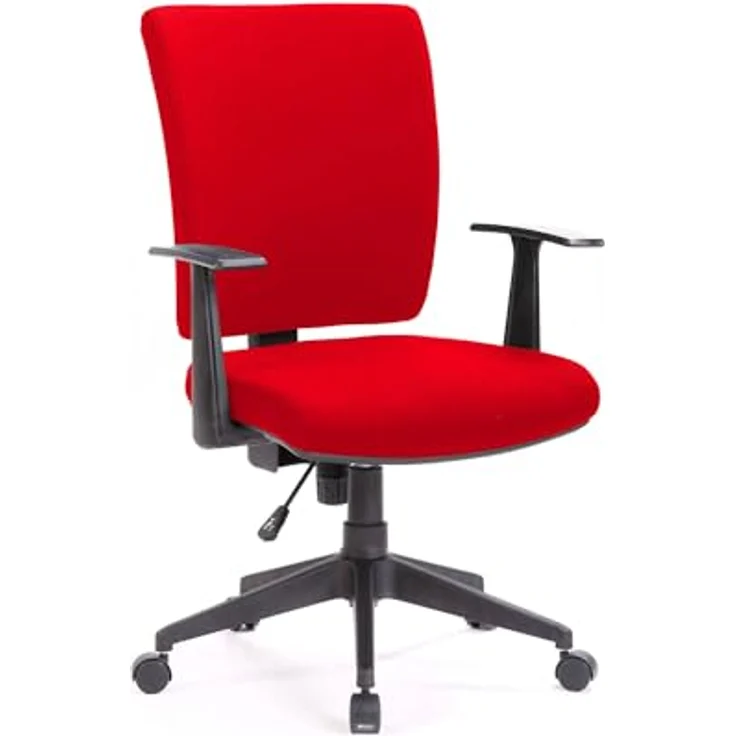 Dmora - Stuhl mit Rädern Palmerston, Chefsessel mit Armlehnen, Ergonomischer Bürositz, 61x65h98/108 cm, Rot – Bild 3