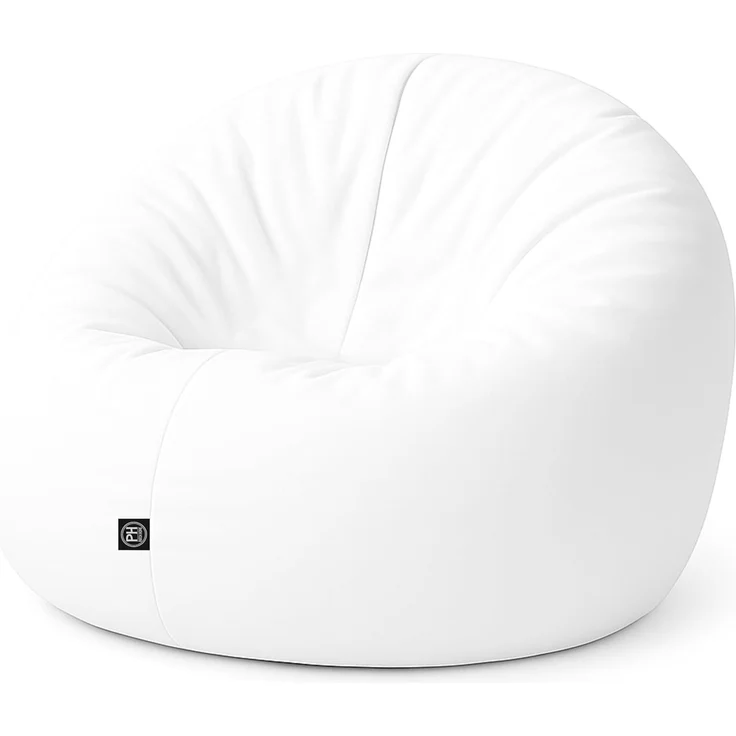 PATCH HOME 2-in-1 Sitzsack Sessel - Gaming Bean Bag mit Reißverschluss - Bereits befüllt, Ergonomisch & Robust für Kinder & Erwachsene - Indoor & Outdoor, Wetterfest (Weiß, 155cm) – Bild 1