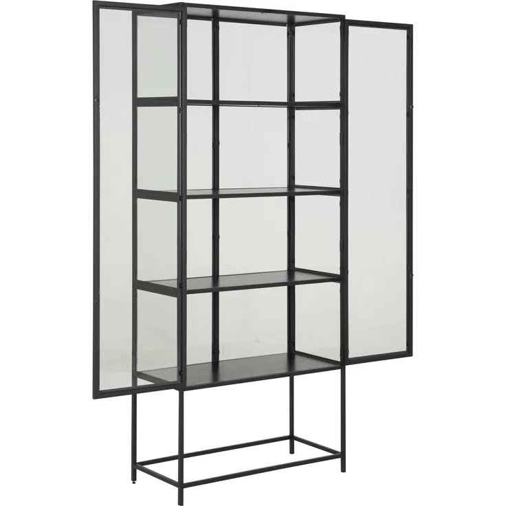 Vitrinenschrank Glas Vitrine Standvitrine Glasvitrine Wohnzimmer Schrank schwarz