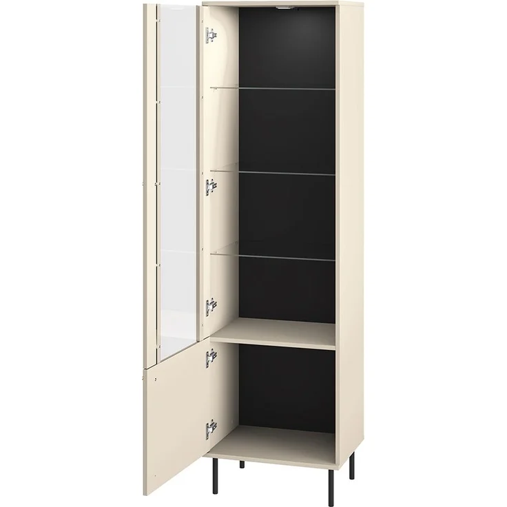Wohnzimmer Vitrine SALOU-131 in kaschmir matt, goldfarbene Metallgriffe, B/H/T ca. 55/190/40 cm – Bild 6