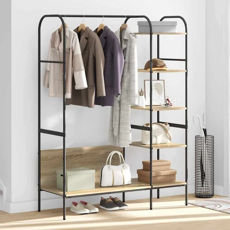 vidaXL Kleiderständer Braun Eichen-Optik 120 x 44 x 160 cm 868446 – Bild 4